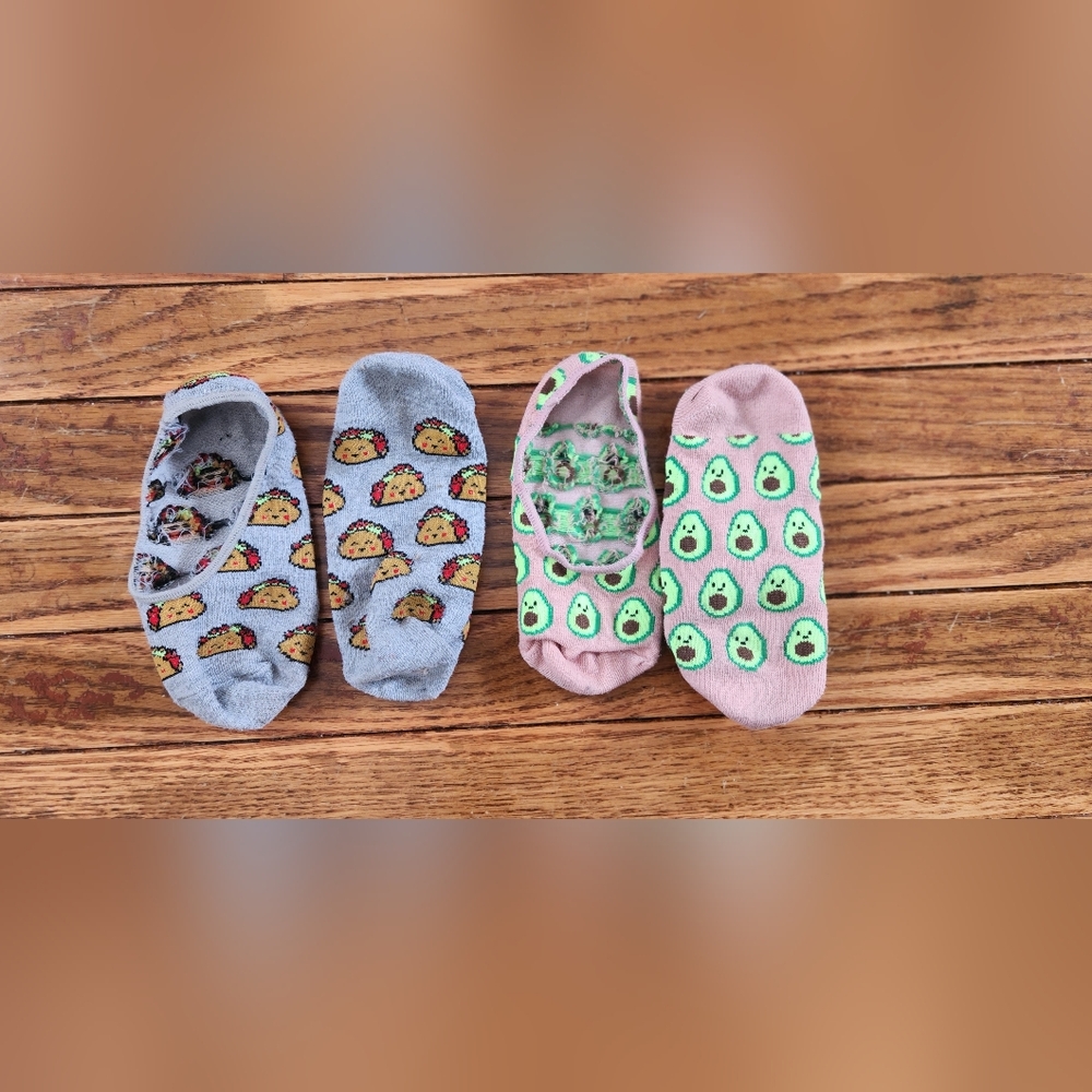 Fun Taco and Avocado No Show Socks Set